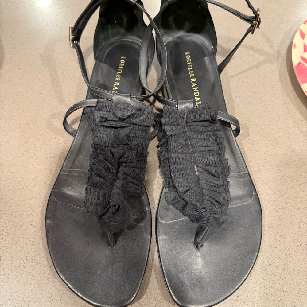 Loeffler Randall Black Ruffle Sandals